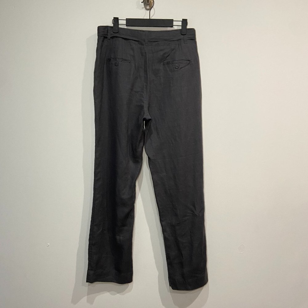 Cynthia Rowley 100% Linen Grey High Waist Pants Belted Size 10 - Picture 2 of 8
